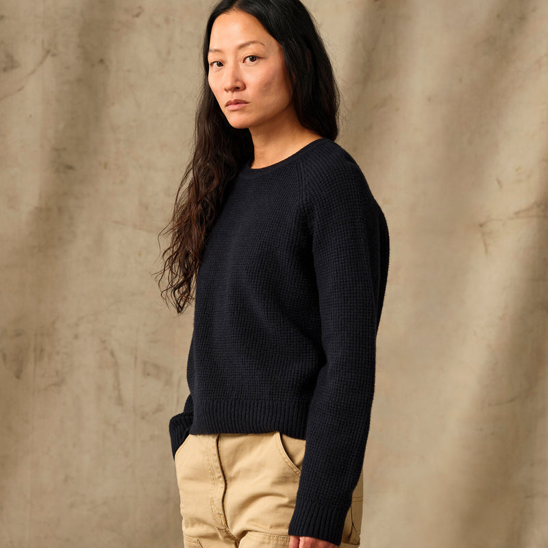 Women's waffle knit merino sweater by Filson | Dark navy (Blue)