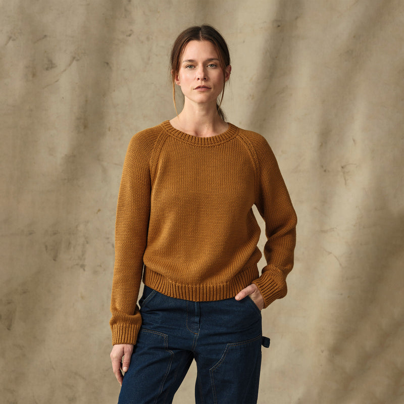 Women's cotton crewneck sweater by Filson | Golden brown (Beige)