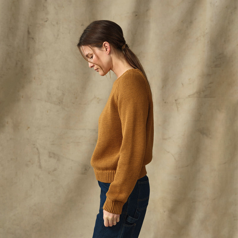 Women's cotton crewneck sweater by Filson | Golden brown (Beige)
