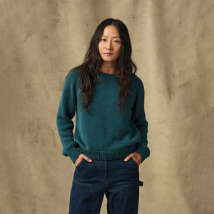 Women's cotton crewneck sweater by Filson | Teal (Blue)