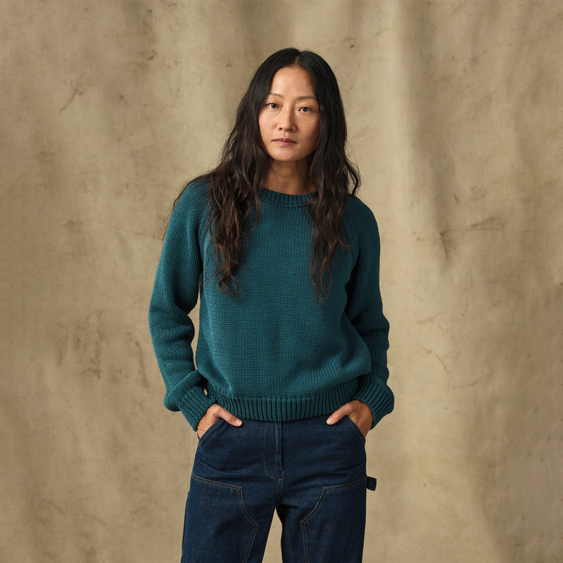 Women's cotton crewneck sweater by Filson | Teal (Blue)