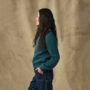 Women's cotton crewneck sweater by Filson | Teal (Blue)