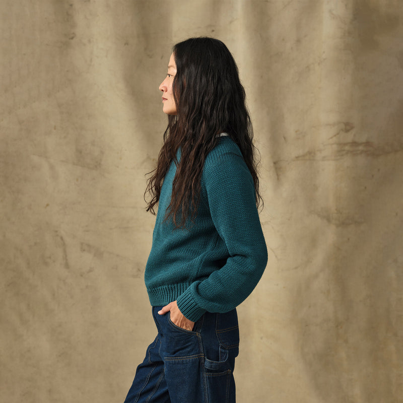 Women's cotton crewneck sweater by Filson | Teal (Blue)