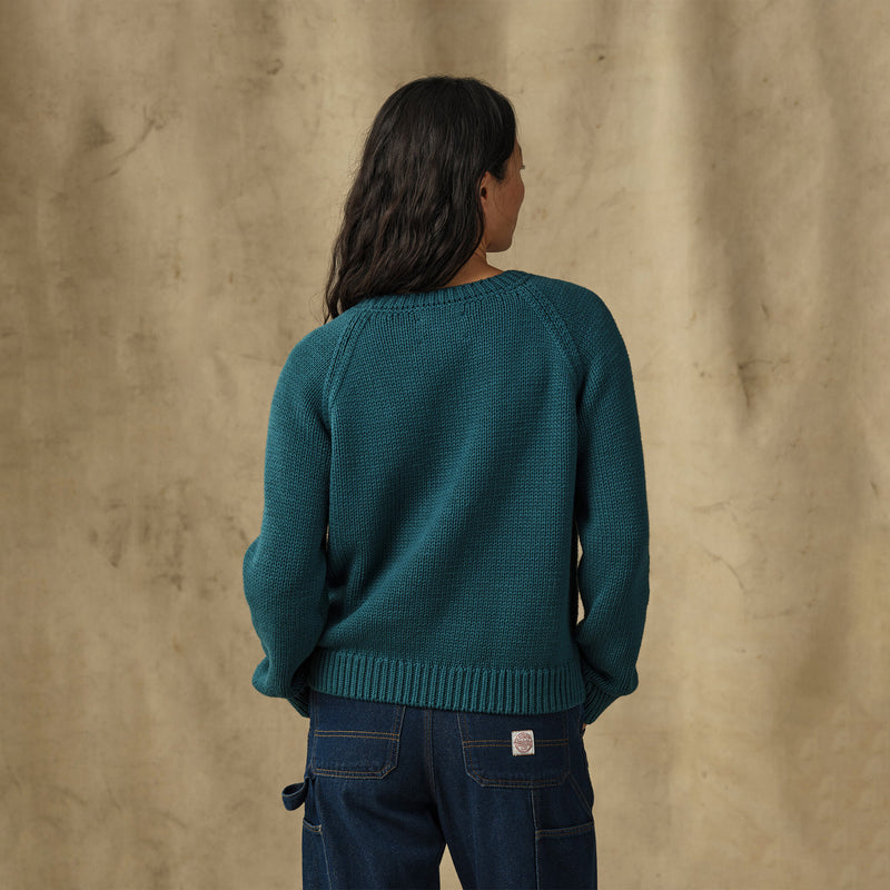Women's cotton crewneck sweater by Filson | Teal (Blue)