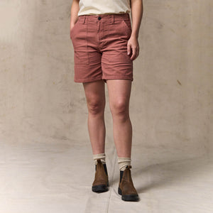 Women's reverse sateen supply shorts by Filson | Mahogany (Pink)