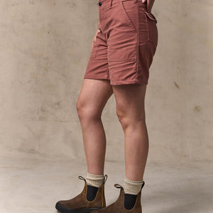 Women's reverse sateen supply shorts by Filson | Mahogany (Pink)