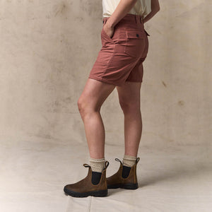 Women's reverse sateen supply shorts by Filson | Mahogany (Pink)