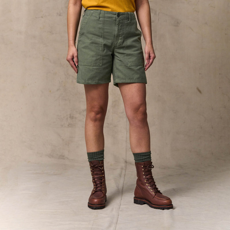 Women's reverse sateen supply shorts by Filson | Service green (Green)