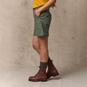 Women's reverse sateen supply shorts by Filson | Service green (Green)