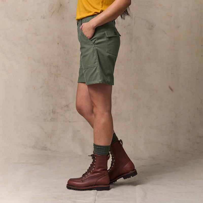 Women's reverse sateen supply shorts by Filson | Service green (Green)