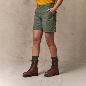 Women's reverse sateen supply shorts by Filson | Service green (Green)
