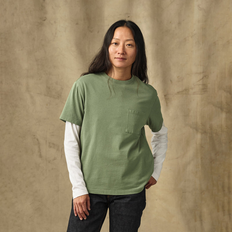 Women's short sleeve pocket tee by Filson | Washed fatigue green (Green)