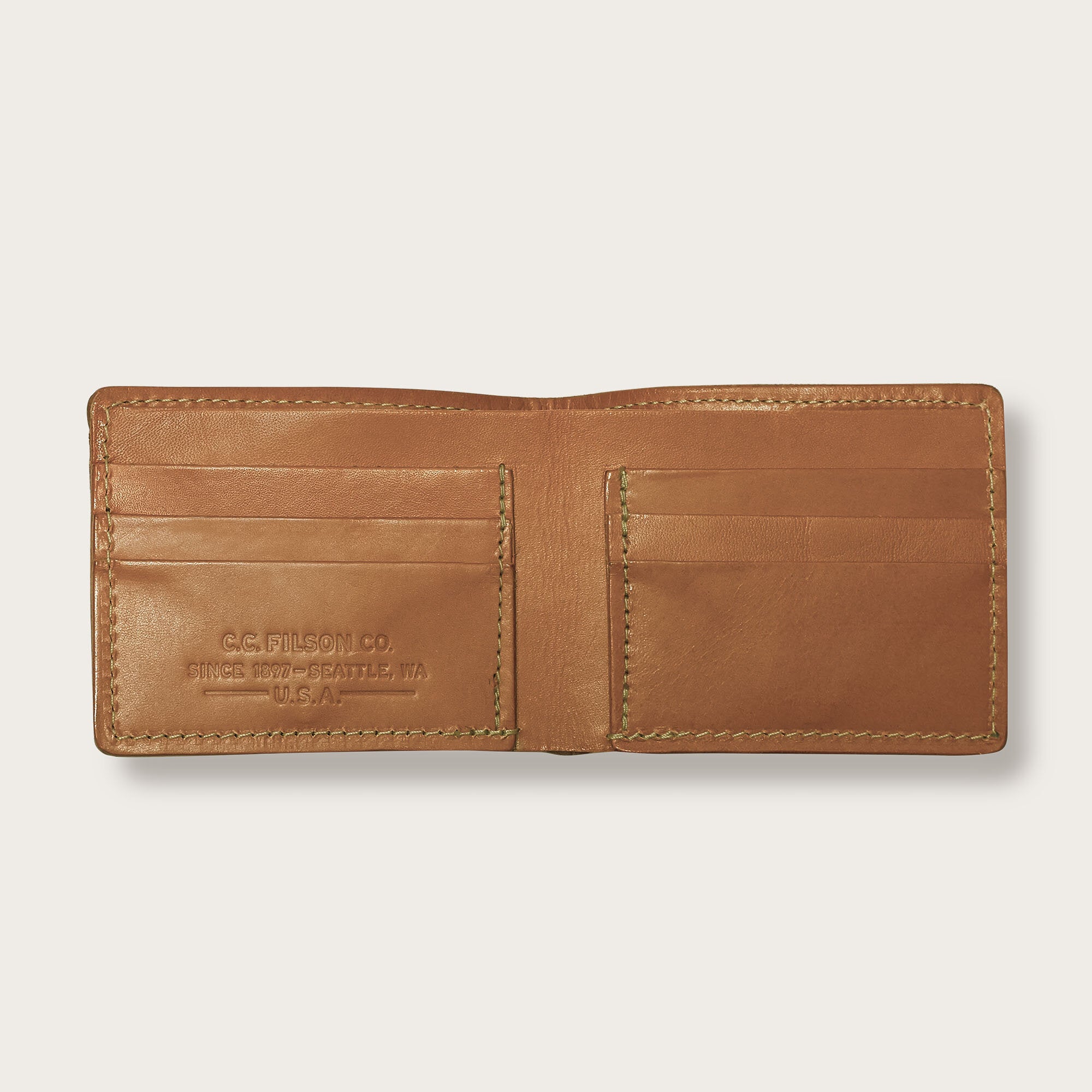 Bridle leather bi-fold wallet by Filson | Tan leather (Beige)
