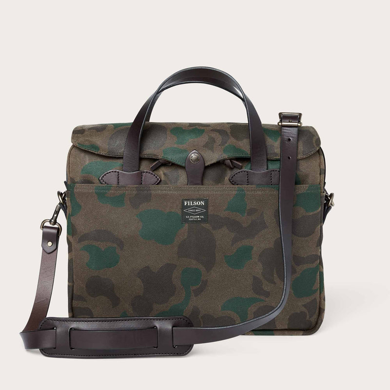 Waxed rugged twill original briefcase by Filson | Dark wax shrub camo (Gray)