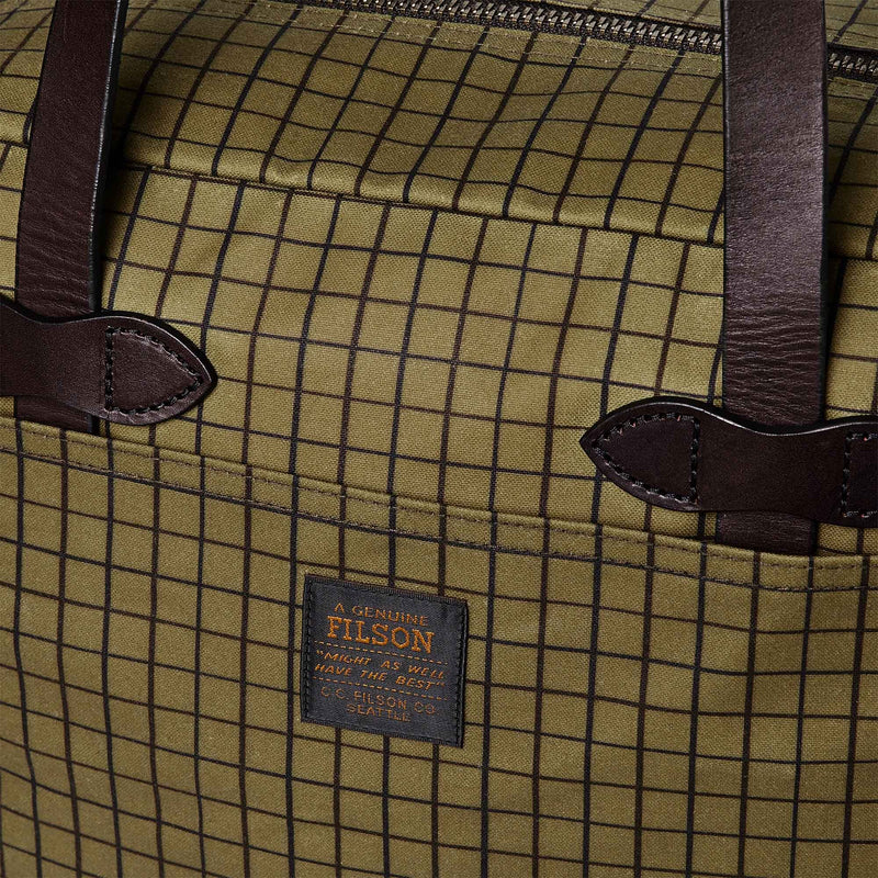Tin cloth tote bag with zipper by Filson | Flyway green (Beige)