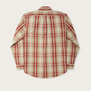 Filson's washed feather cloth shirt by Filson | River rock faded red (Red)