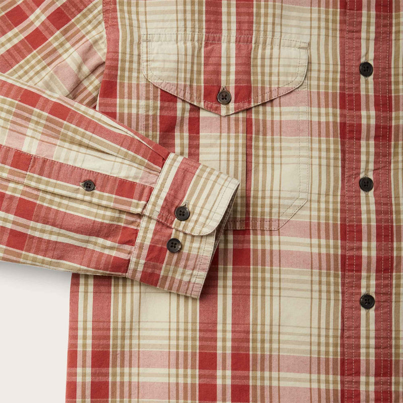 Filson's washed feather cloth shirt by Filson | River rock faded red (Red)