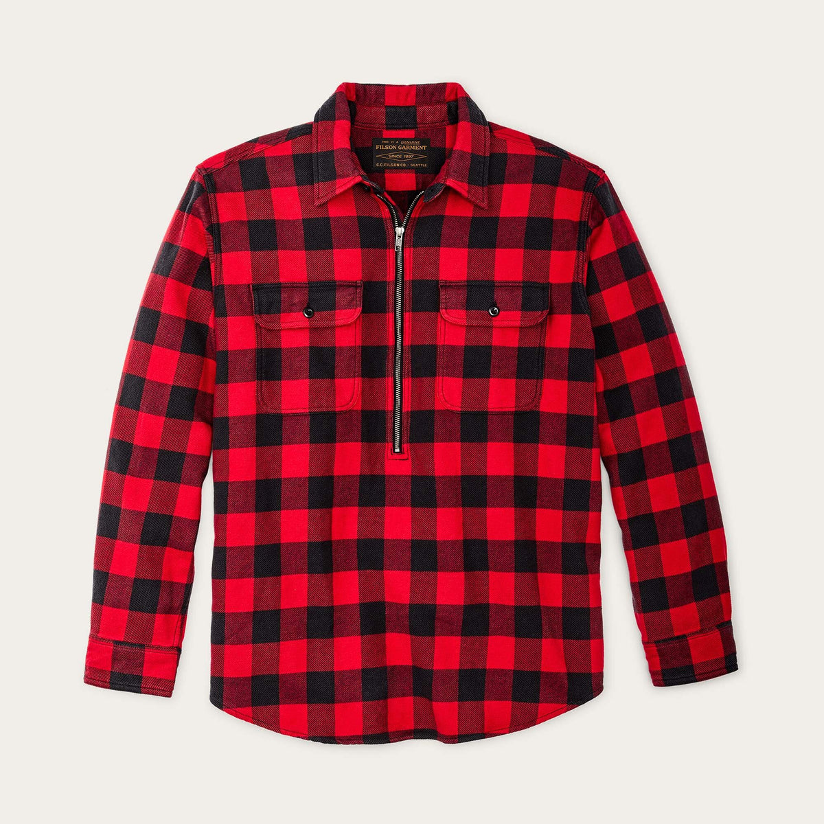 VINTAGE FLANNEL QUARTER ZIP SHIRT - M