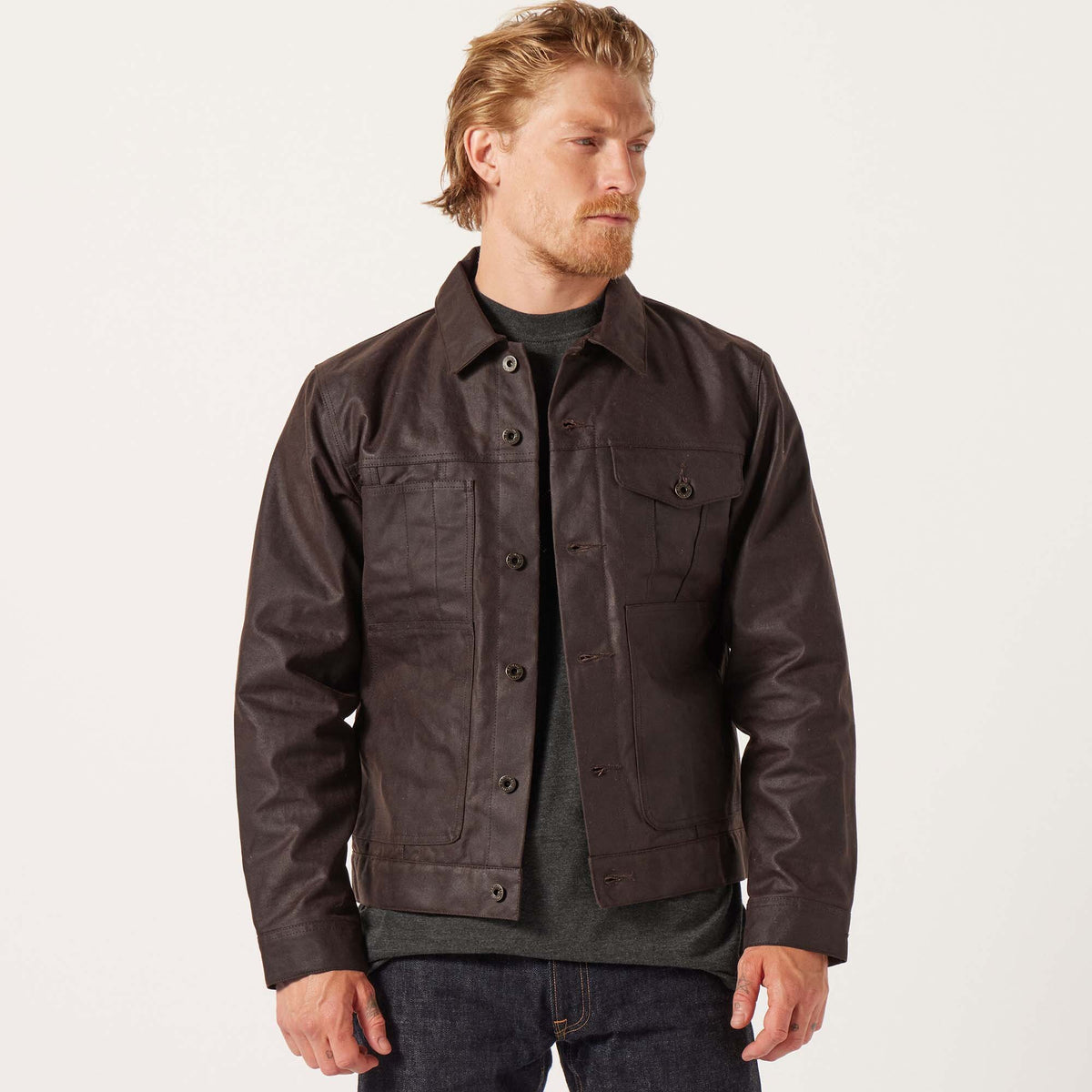 Tin cloth short lined cruiser jacket by Filson Dark brown (Brown)