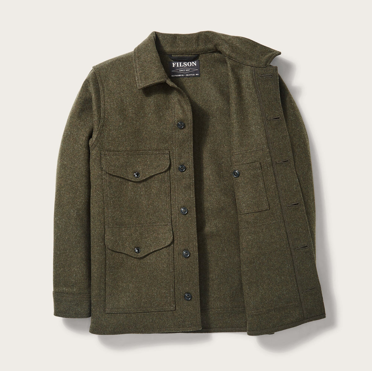 Filson Guide Jacket Mackinaw wool cruiser jacket by Filson | Forest green (Green)