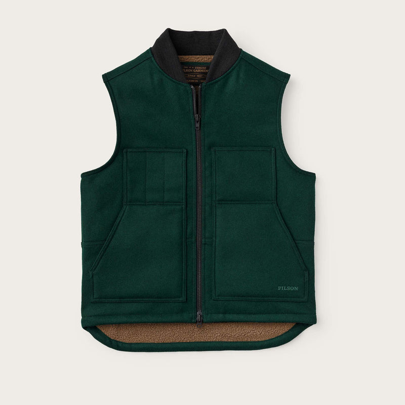 Lined mackinaw wool work vest by Filson | Dark spruce (Green)