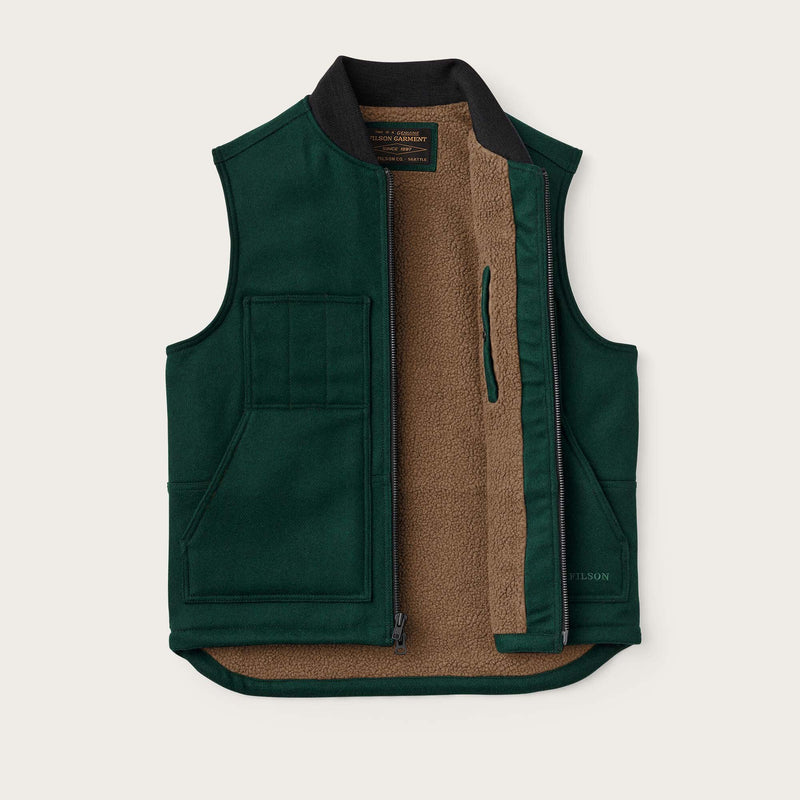 Lined mackinaw wool work vest by Filson | Dark spruce (Green)