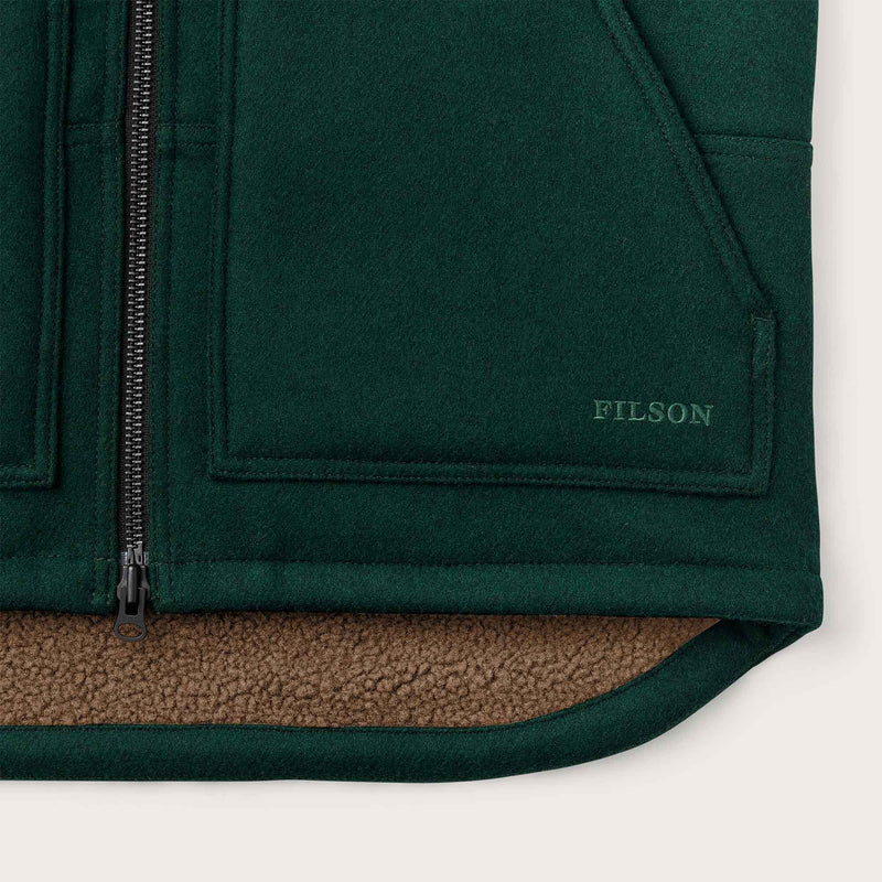 Lined mackinaw wool work vest by Filson | Dark spruce (Green)