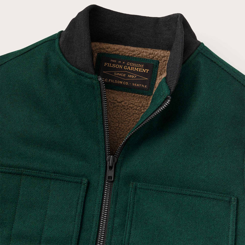 Lined mackinaw wool work vest by Filson | Dark spruce (Green)