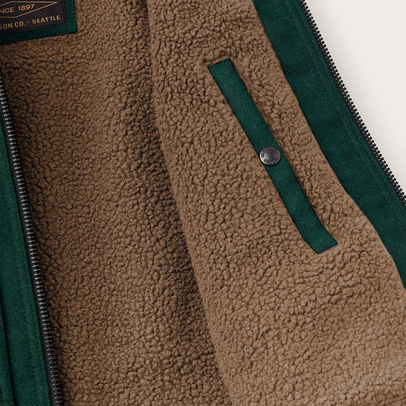 Lined mackinaw wool work vest by Filson | Dark spruce (Green)