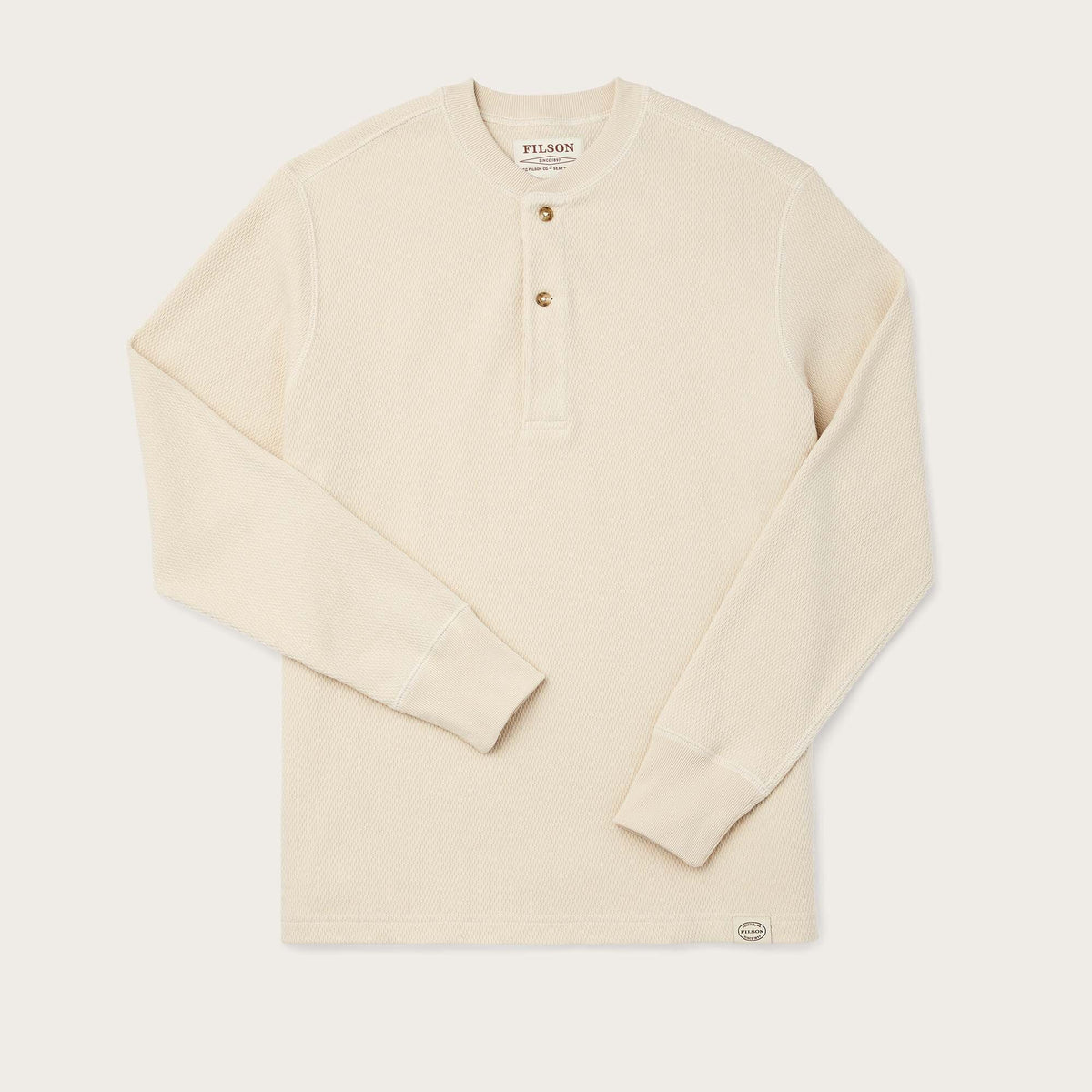 Waffle knit henley by Filson Sand (Beige)