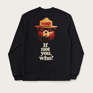 Long sleeve smokey bear pioneer t-shirt by Filson | Black / smokey if no (Black)