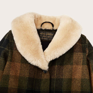 Women's wool trapper coat by Filson | Loden heather plaid (Brown)